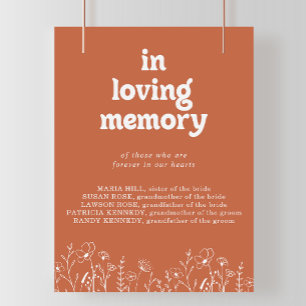 Minimal Terracotta Wildflower In Loving Memory  Poster