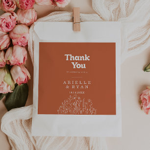Minimal Terracotta Wildflower Thank You Wedding Favour Bag