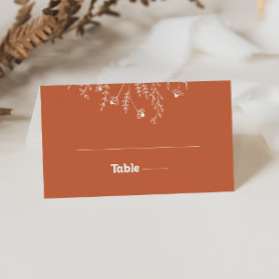 Minimal Terracotta Wildflower Wedding  Place Card