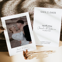 Minimal Text and Photo Wedding Save the Date