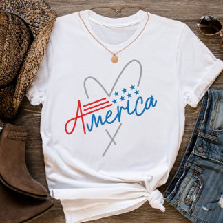 Minimal Text Graphic American Flag 4th of July T-Shirt