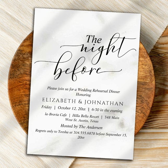 Minimal Text Script The Night Before Invitation (Creator Uploaded)