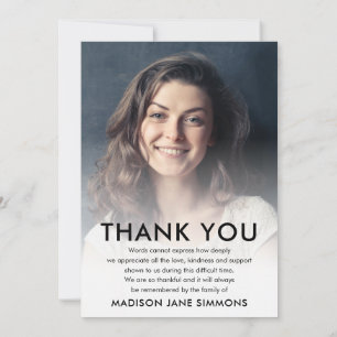 Minimal Thank You Funeral Sympathy Grief Photo
