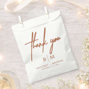 Minimal Thank You Wedding Terracotta Favour Bag
