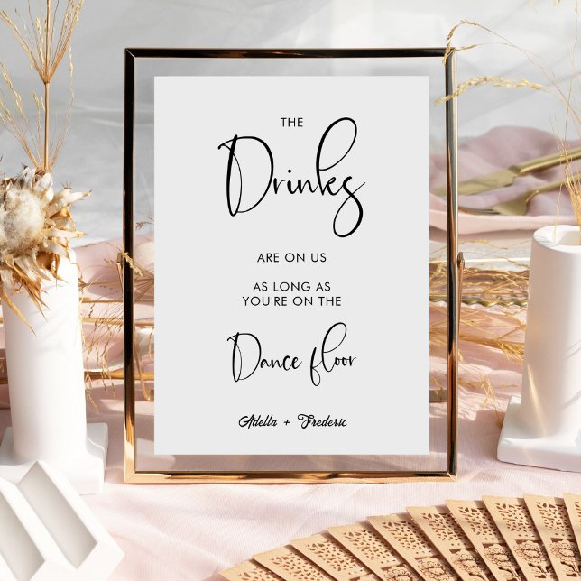 Minimal The Drinks Are On Us Open Bar Wedding Sign (Creator Uploaded)