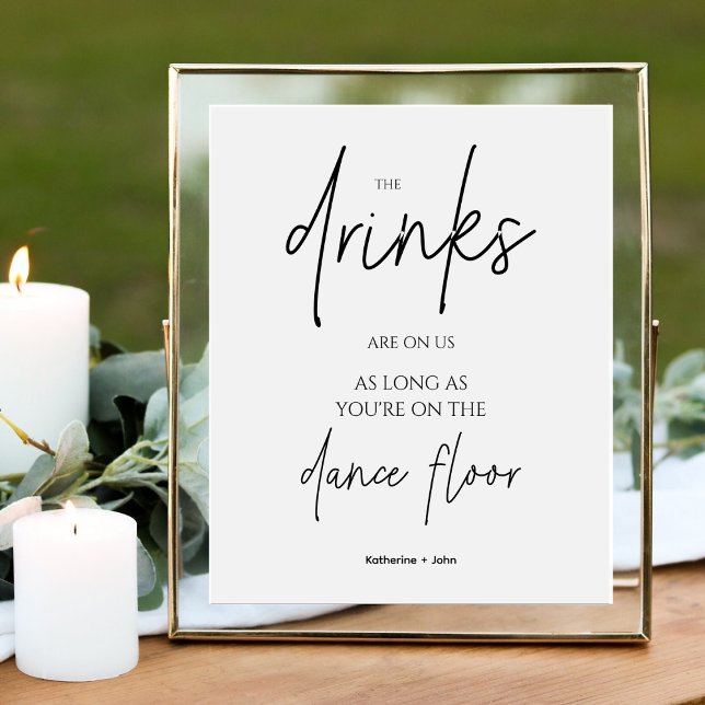 Minimal The Drinks Are On Us Open Bar Wedding Sign (Creator Uploaded)