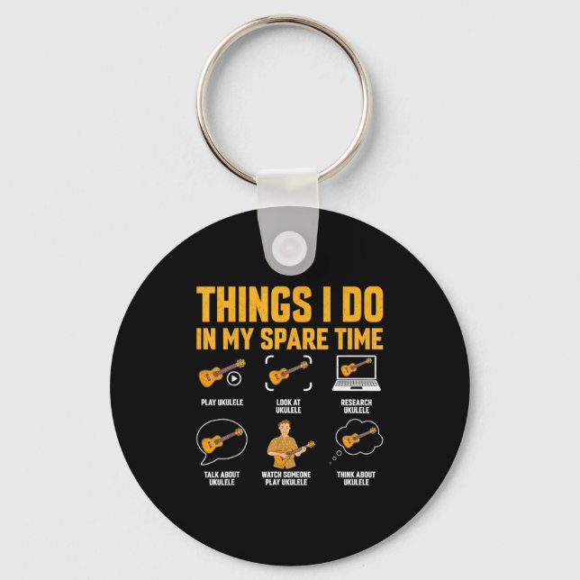 Minimal Things i do my spare time - ukulele lover Keychain (Front)