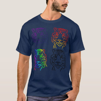 Minimal Tiger Portrait Four Colours Art T-Shirt