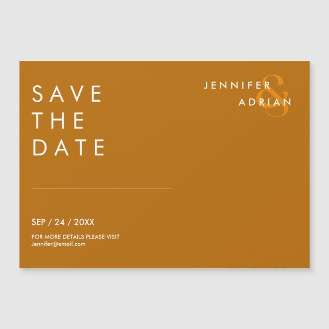 Minimal Tiger’s Eye Modern Wedding Save The Date (Front)