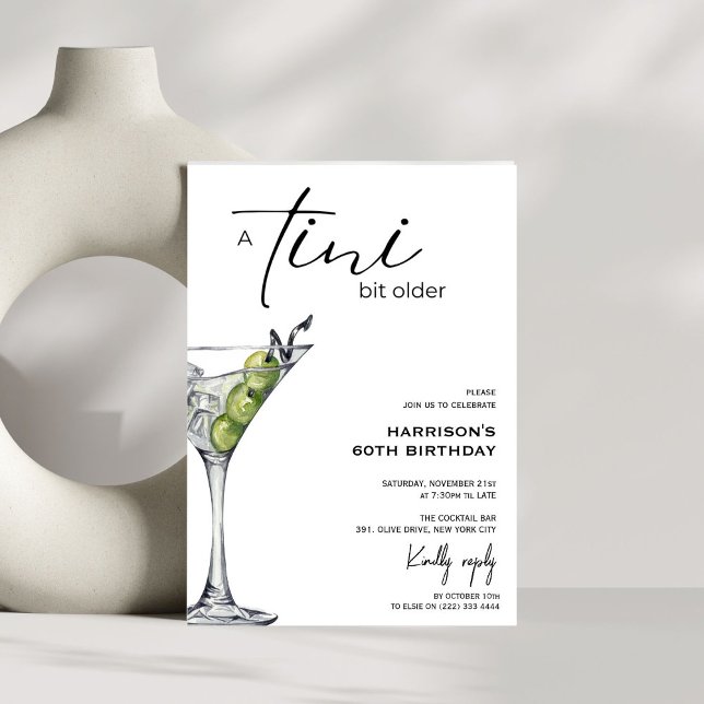 Minimal 'tini bit older! Cocktail Birthday Party Invitation (Creator Uploaded)