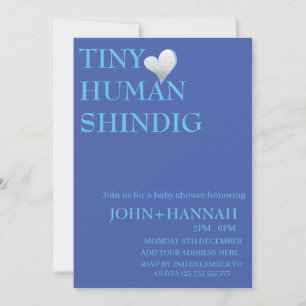 Minimal Tiny Human Shindig Funny Co-ed Baby Shower Invitation