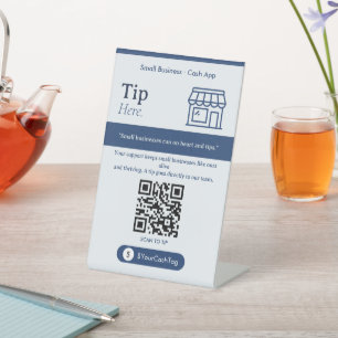 Minimal Tip Here QR Code Sign Cash App Tips