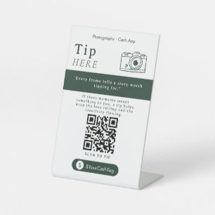 Minimal Tip Here QR Code Sign Cash App Tips