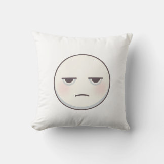 Minimal Tired Face Emoji Throw Pillow