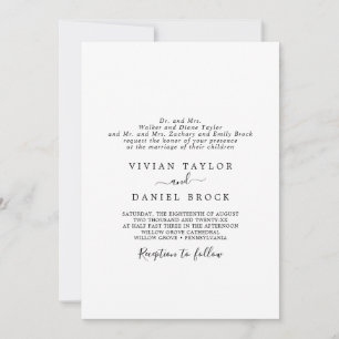 Minimal Traditional Both Parents Hosting Wedding Invitation