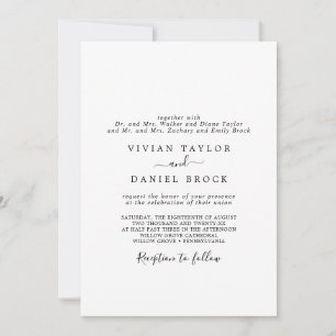 Minimal Traditional Couple and Both Parent Wedding Invitation