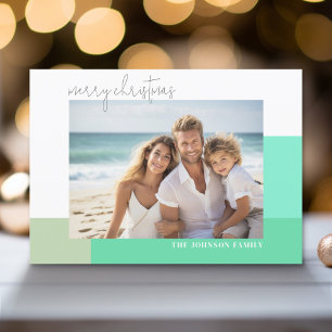 Minimal Translucent Colour Blocks Photo - Script Holiday Card