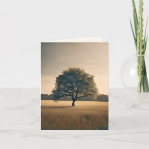 Minimal Tree In Meadow Note Card