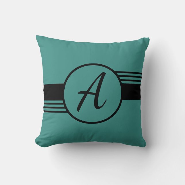 Minimal Trendy Blue Monogram Initial Throw Pillow (Front)