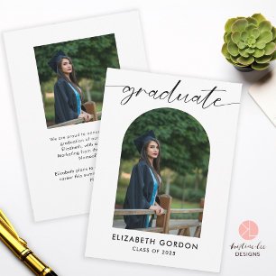 Minimal Trendy Script Arch Photo Graduation Save The Date