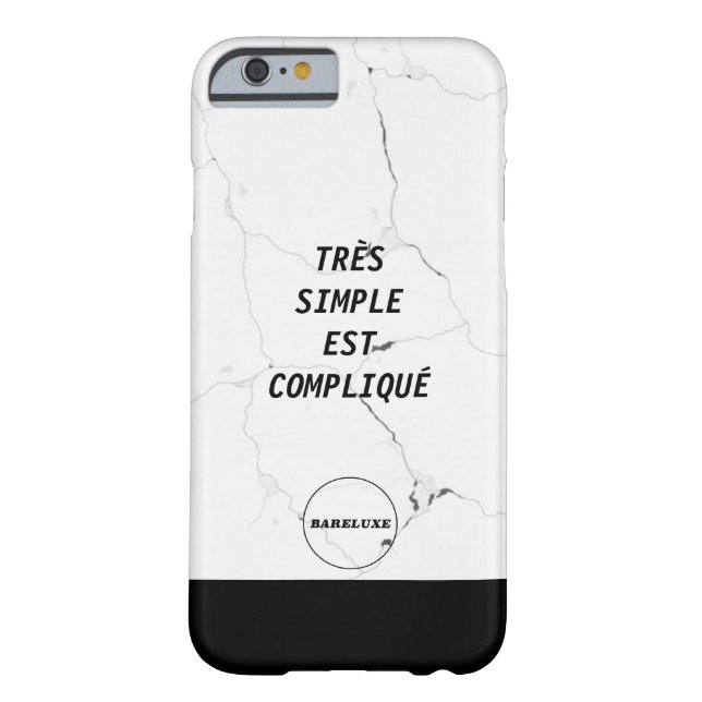 Minimal TRÈS SIMPLE EST COMPLIQUÉ Marble Text Logo Case-Mate iPhone Case (Back)