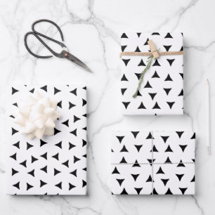 Minimal Triangle Pattern   Black and White Geometr Wrapping Paper Sheet