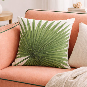 Minimal Tropical Botanical Palm Leaf  Throw Pillow