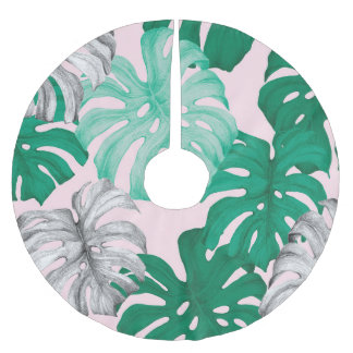 Minimal Tropical Monstera Duo-Tone Brushed Polyester Tree Skirt
