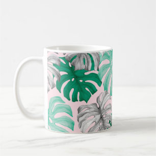 Minimal Tropical Monstera Duo-Tone Coffee Mug