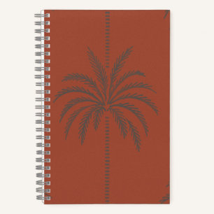 Minimal Tropical Palm Tree Pattern Terracotta Notebook