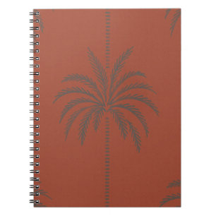 Minimal Tropical Palm Tree Pattern Terracotta  Notebook