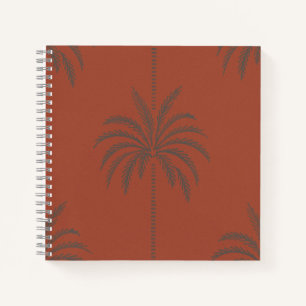 Minimal Tropical Palm Tree Pattern Terracotta  Notebook