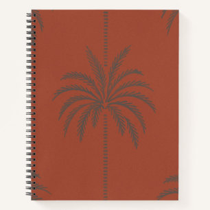 Minimal Tropical Palm Tree Pattern Terracotta Notebook