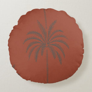 Minimal Tropical Palm Tree Pattern Terracotta  Round Pillow