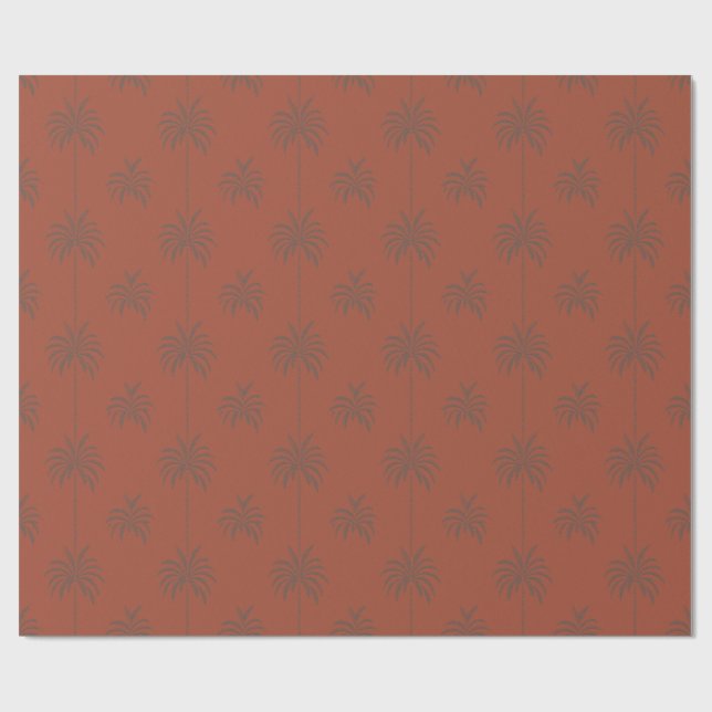 Minimal Tropical Palm Tree Pattern Terracotta  Wrapping Paper (Flat)