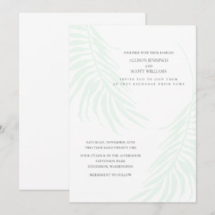 Minimal Tropical Wedding Green and White Chic Invitation