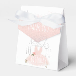 Minimal Tutu Girl's Birthday Turning Two Glitter  Favor Box