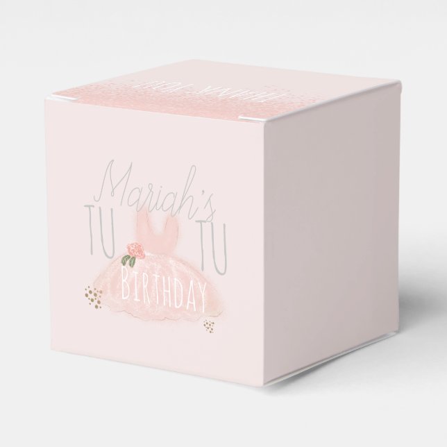 Minimal Tutu Girl's Birthday Turning Two Glitter  Favor Box (Front Side)
