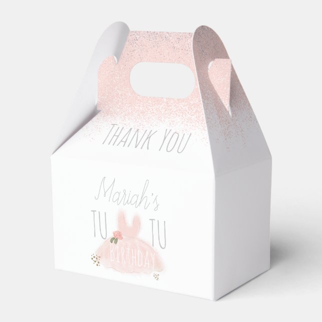 Minimal Tutu Girl's Birthday Turning Two Glitter  Favor Box (Front Side)