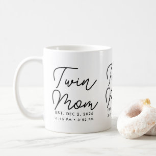 Minimal Twin Mom Established New Mom Gift Coffee Mug