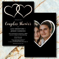 Minimal Two Hearts Black White Couple Shower Photo