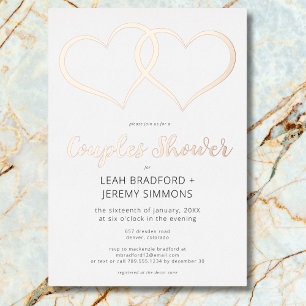 Minimal Two Hearts Black White Couples Shower