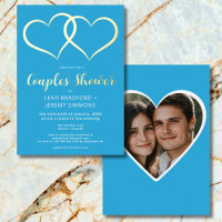 Minimal Two Hearts French Blue Couple Shower Photo