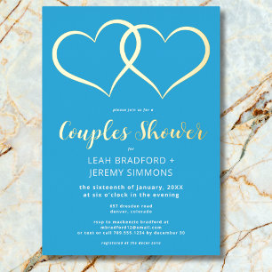Minimal Two Hearts French Blue Couples Shower