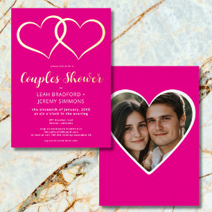 Minimal Two Hearts Hot Pink Couples Shower Photo