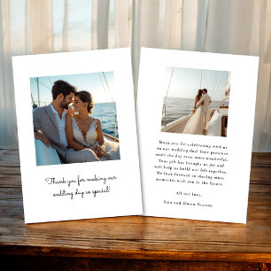 minimal two photo wedding  thank you card