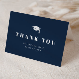 Minimal Type Cap and Tassel Graduation Thank You Card
