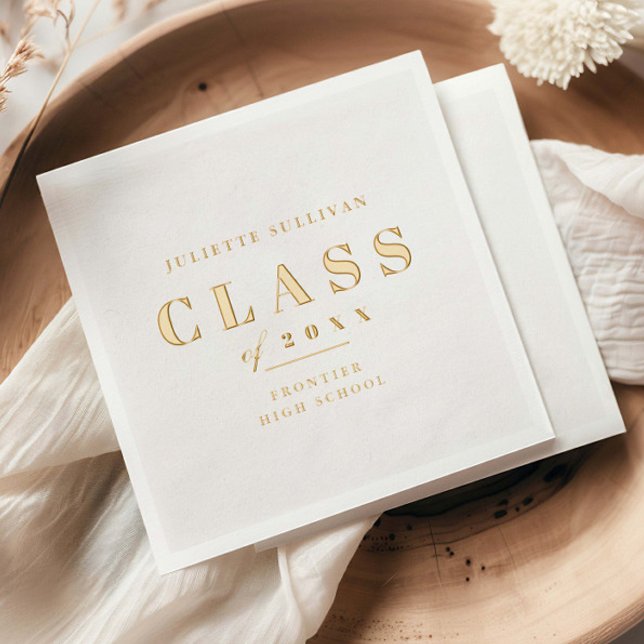 Minimal Type Graduation Party Foil Napkins (Elegant Foil Graduation Party Napkins.)