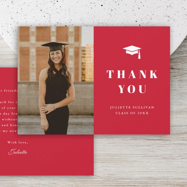 Minimal Type Photo Graduation Party Thank You Card (Minimal type photo graduation thank you cards.)