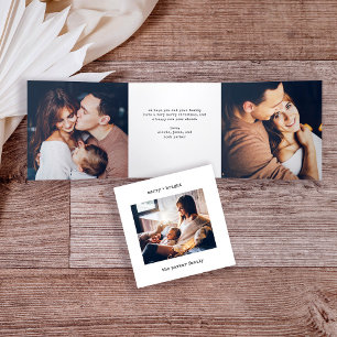 Minimal Typewriter   Merry and Bright Multi Photo Tri-Fold Holiday Card